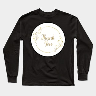 Thank You with Gold Flower - White Long Sleeve T-Shirt